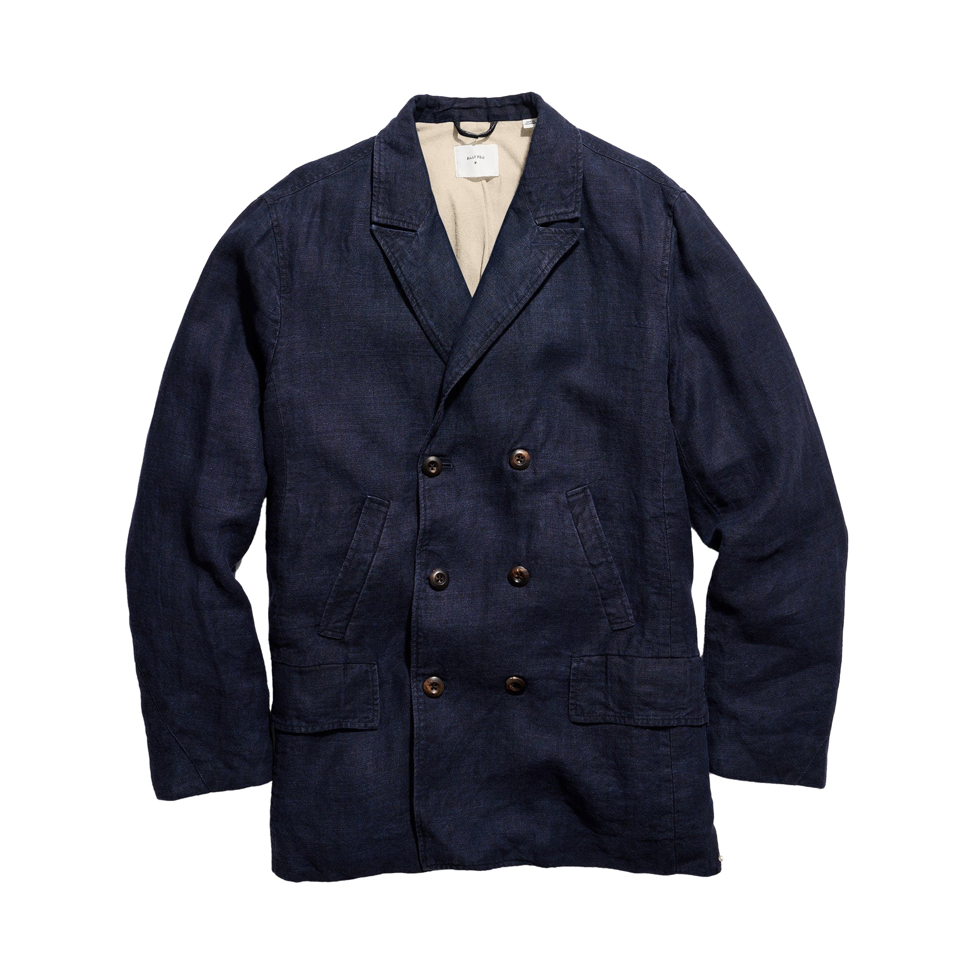 Billy Reid Canvas Linen Bond Peacoat Navy