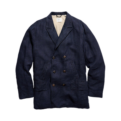 Billy Reid Canvas Linen Bond Peacoat Navy