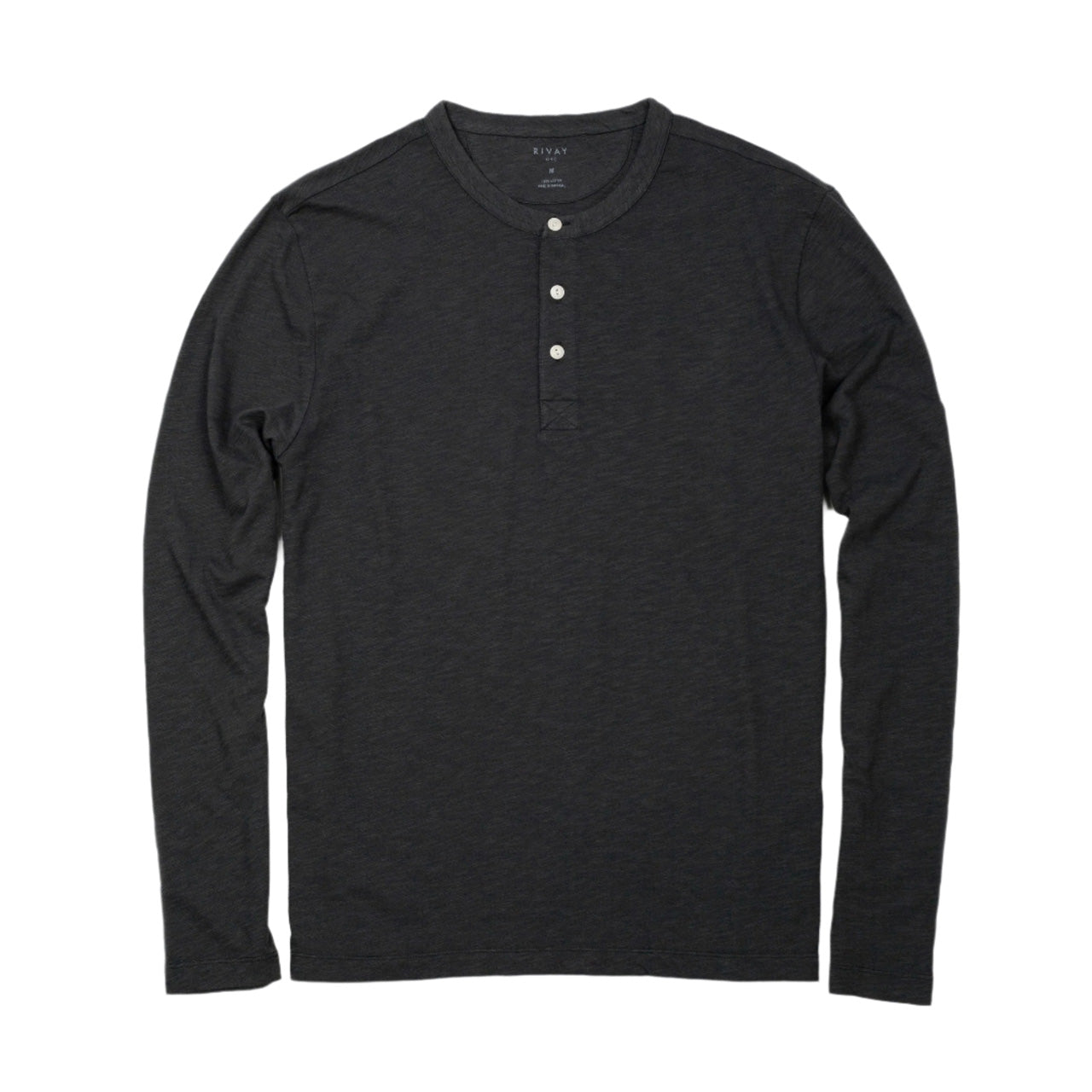 Rivay Slub Cotton Faded Black Henley