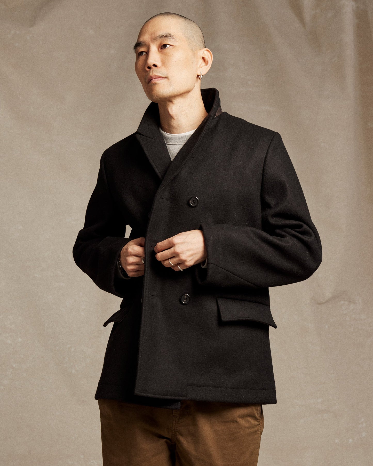 Billy Reid Black Bond Peacoat