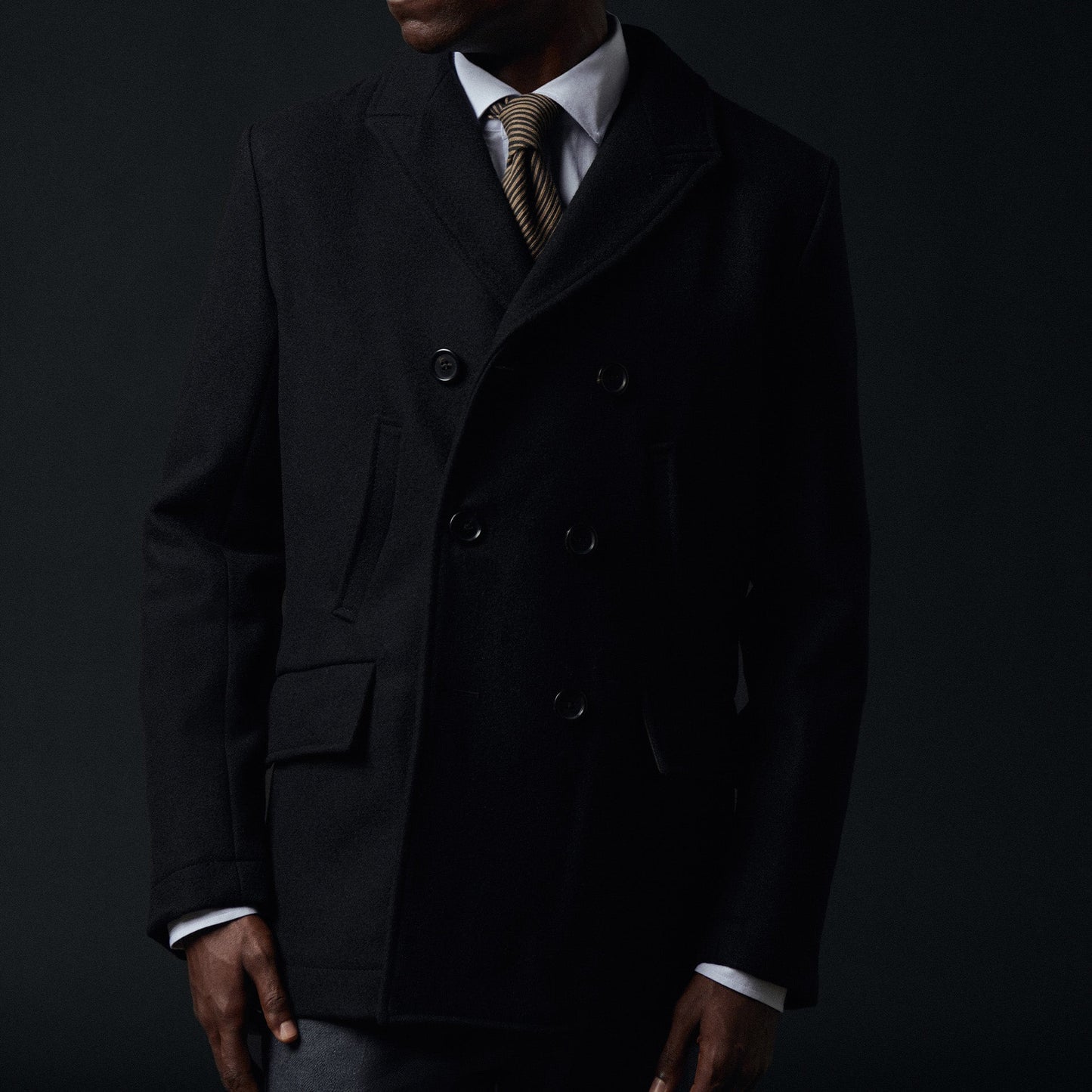 Billy Reid Black Bond Peacoat