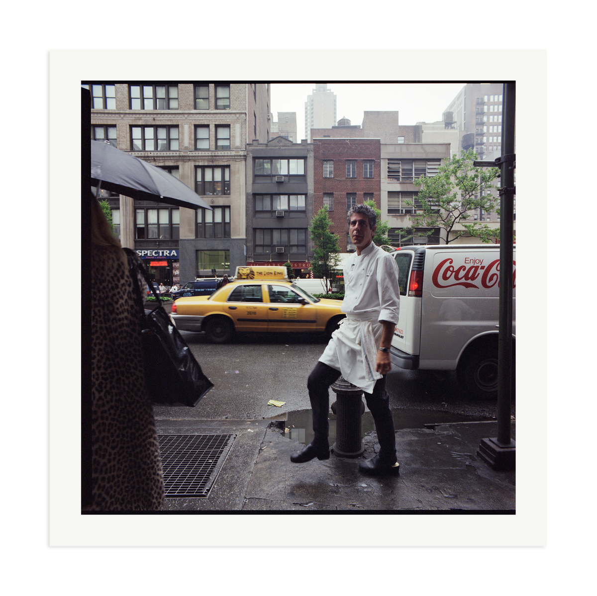 Anthony Bourdain outside Les Halles Framed Print Print Only XXL