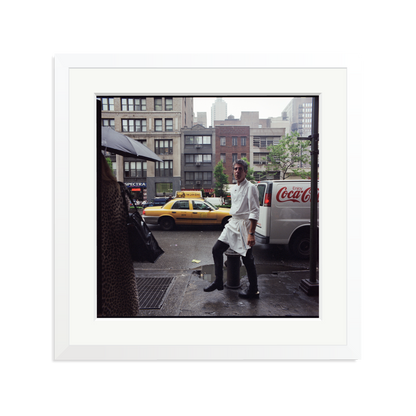 Anthony Bourdain outside Les Halles Framed Print White Large