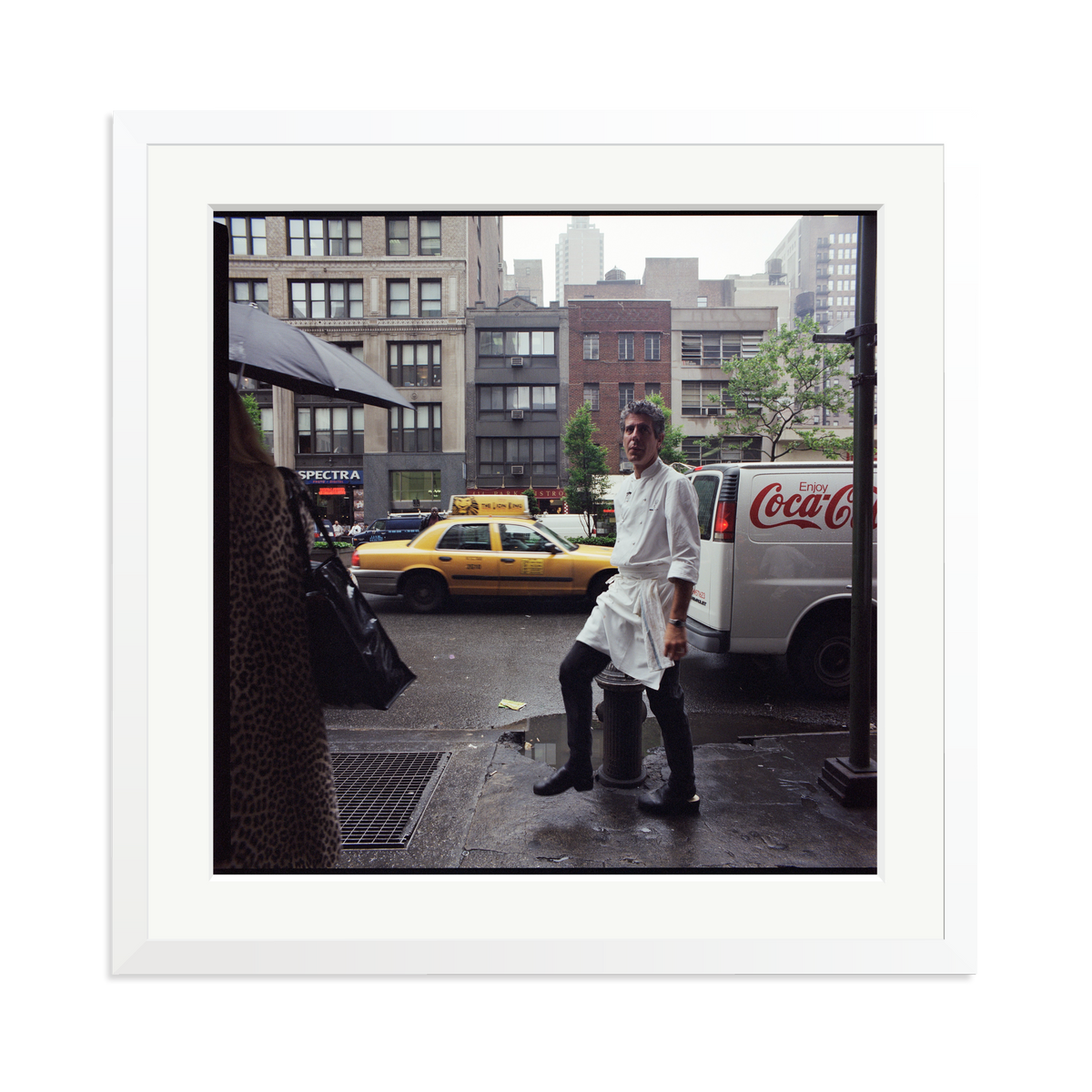 Anthony Bourdain outside Les Halles Framed Print White XL