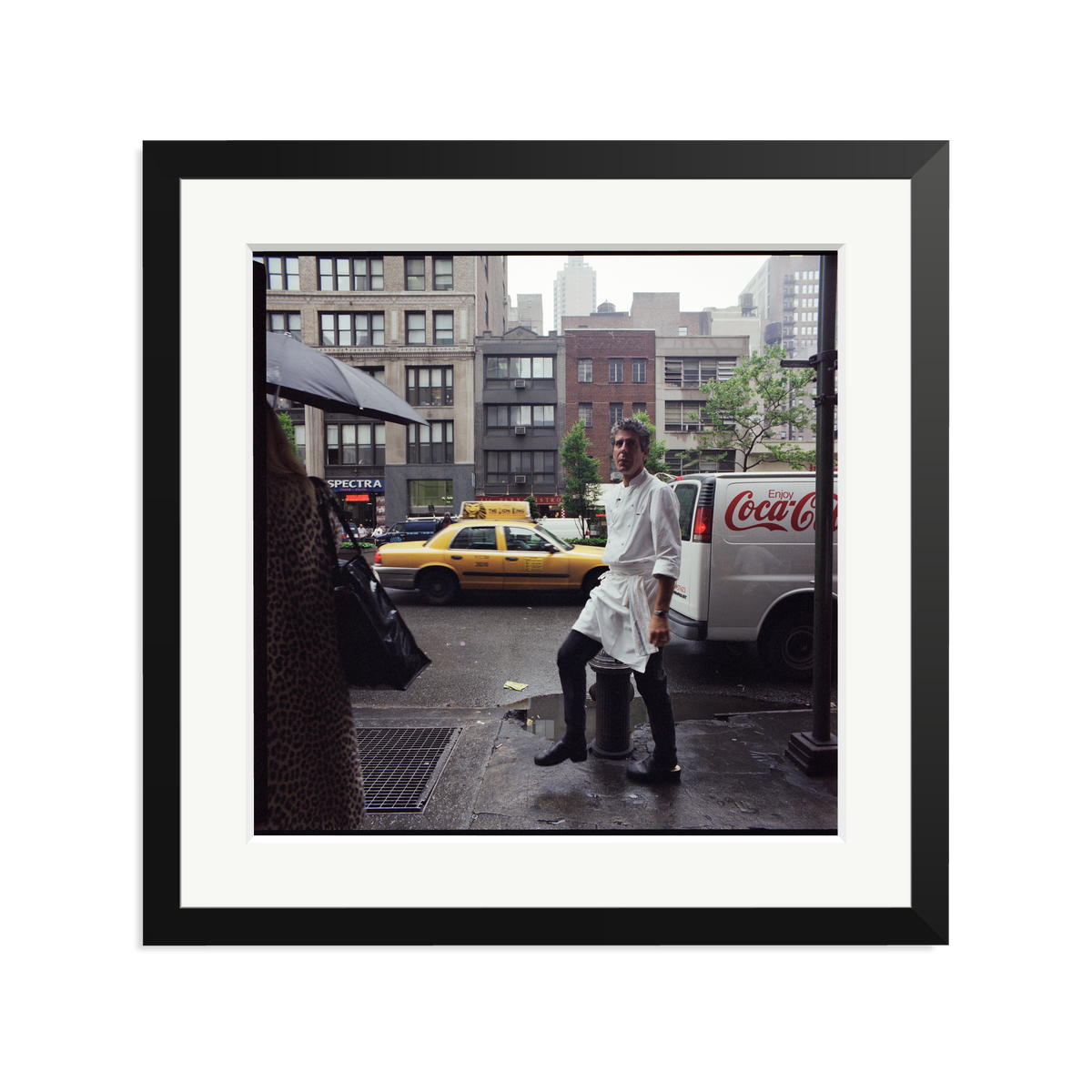Anthony Bourdain outside Les Halles Framed Print Black Large