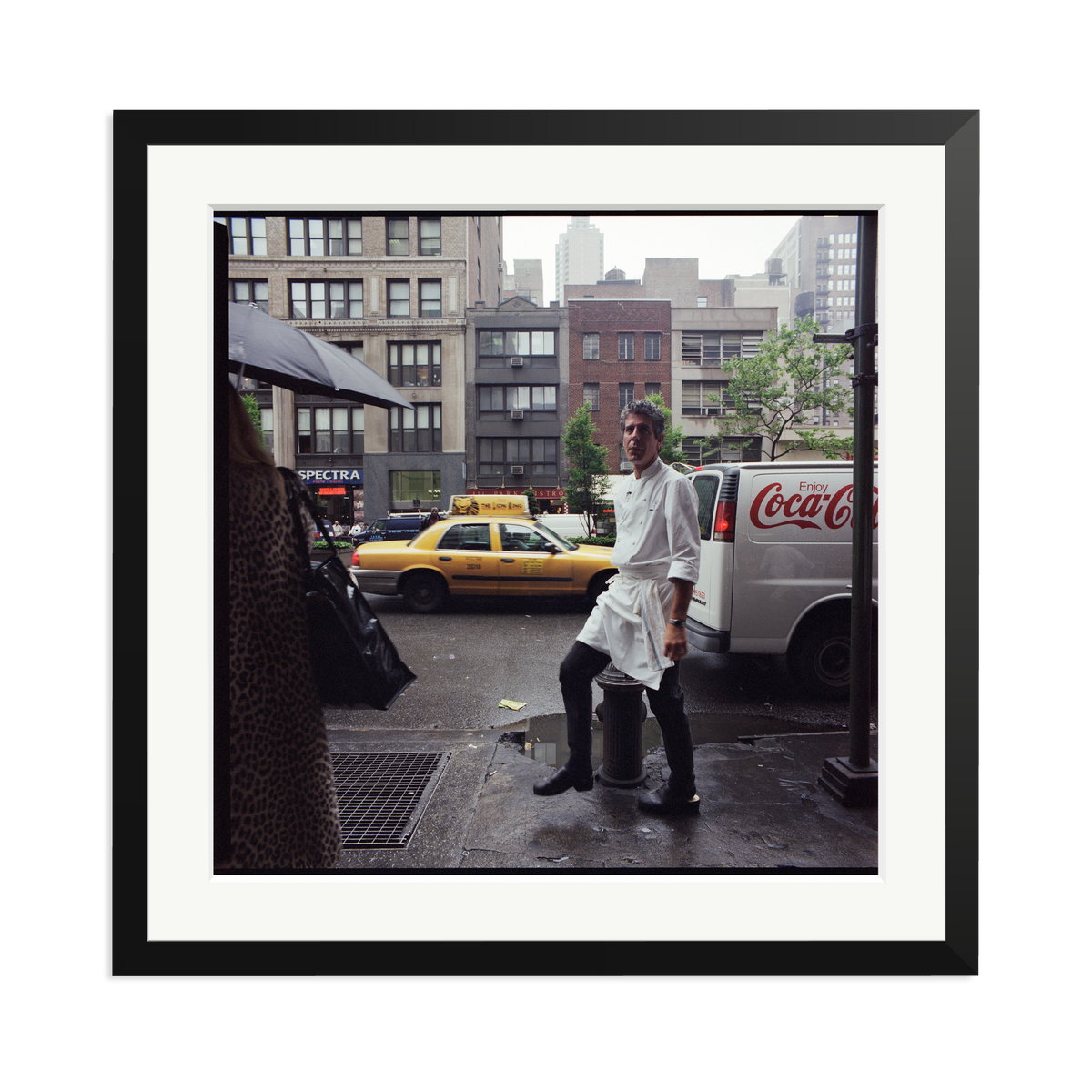 Anthony Bourdain outside Les Halles Framed Print Black XL