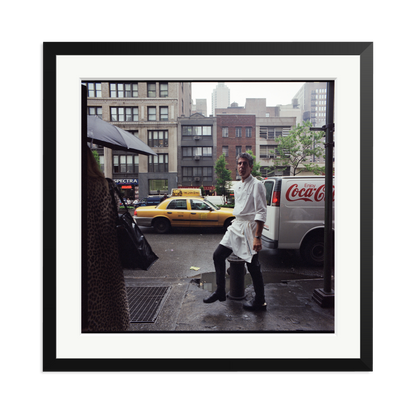 Anthony Bourdain outside Les Halles Framed Print Black XL