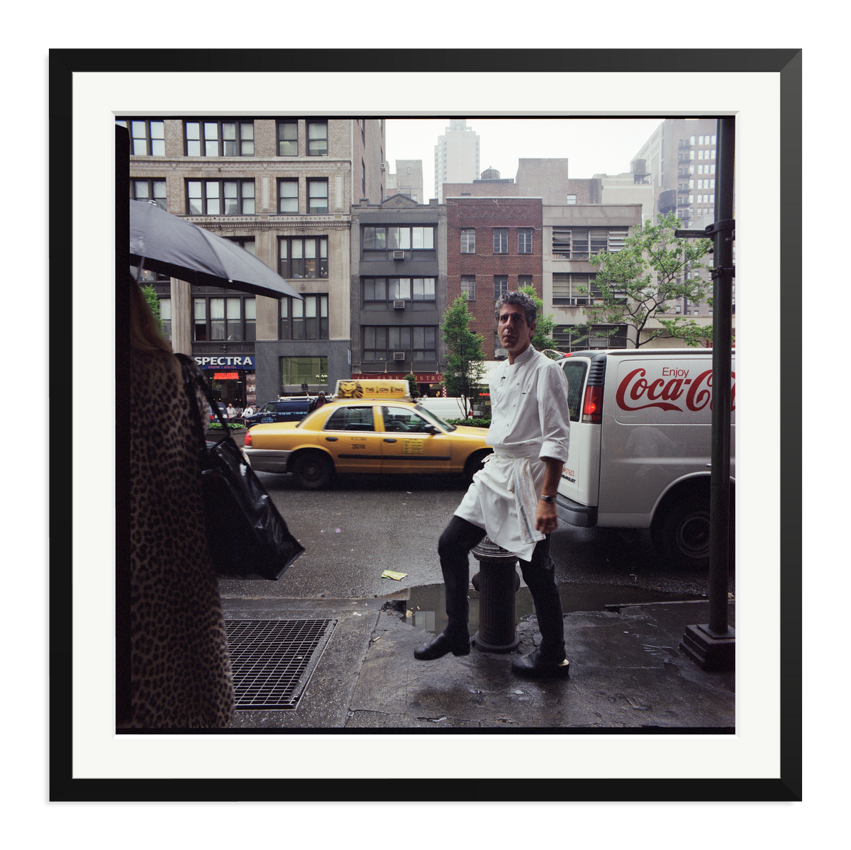 Anthony Bourdain outside Les Halles Framed Print Black XXL