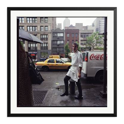 Anthony Bourdain outside Les Halles Framed Print Black XXL