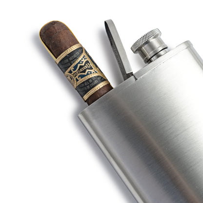 Stainless Flask & Cigar Holder