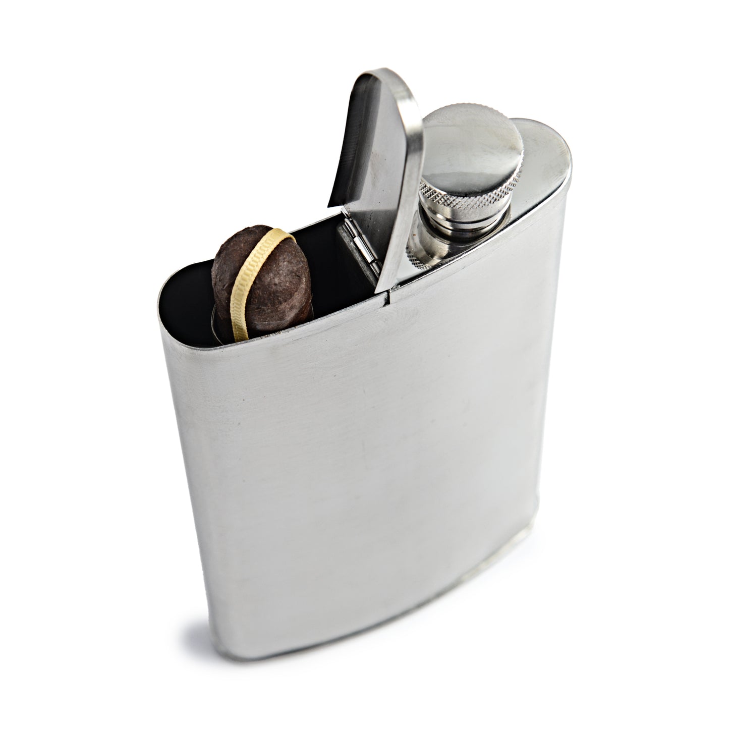 Stainless Flask & Cigar Holder