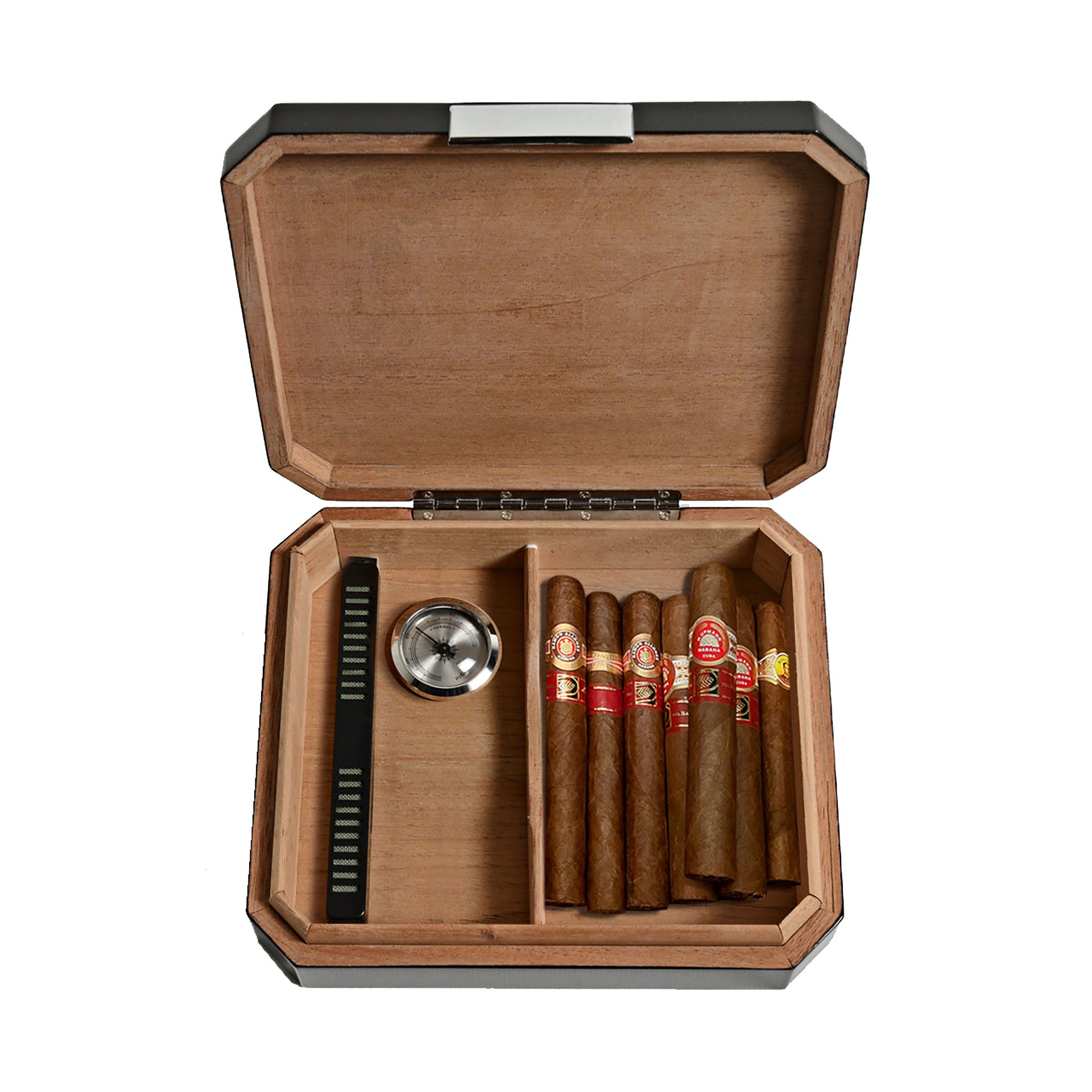 humidor for tobacco Cigar Humidor, Modern Glass Top Cedar Cigar Box with Digital Hygrometer, Humidifier, Handcrafted Cedar Wood Tray and Divider, Cigar Case Holds 25-50 Cigars, Cigar Accessories Men : Health & Look no further than the Esperanza Cigar Humidor Set its the ultimate gift for cigar enthusiasts Carbon Fiber Humidor | Uncrate