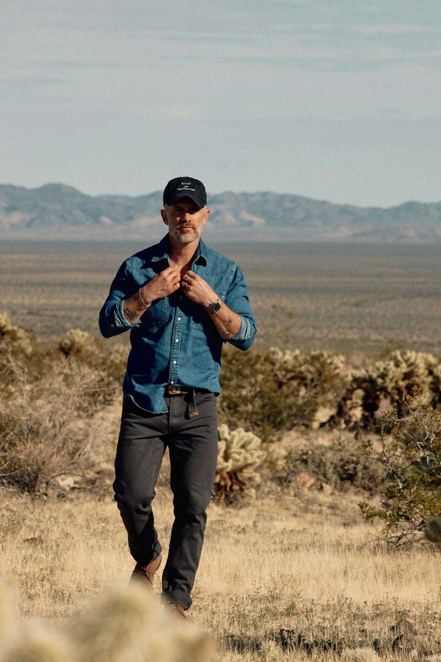 Rivay Wade Garment Dyed Washed Black Five Pocket Pant