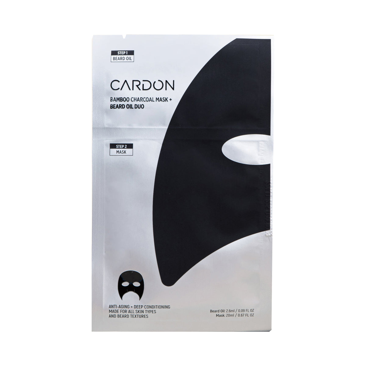 Cardon Bamboo Charcoal Sheet Mask + Beard Oil 1 Mask