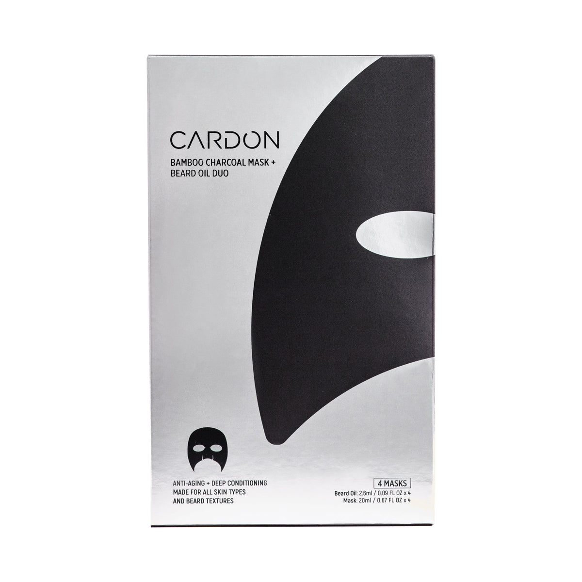 Cardon Bamboo Charcoal Sheet Mask + Beard Oil 4 Masks