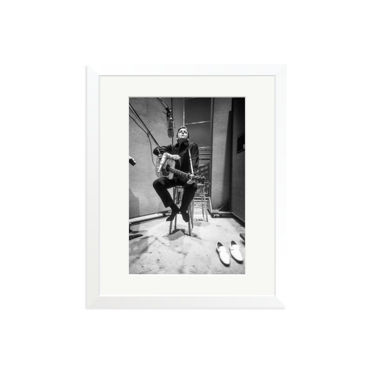 Johnny Cash in the Studio Framed Print