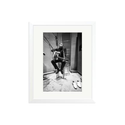 Johnny Cash in the Studio Framed Print