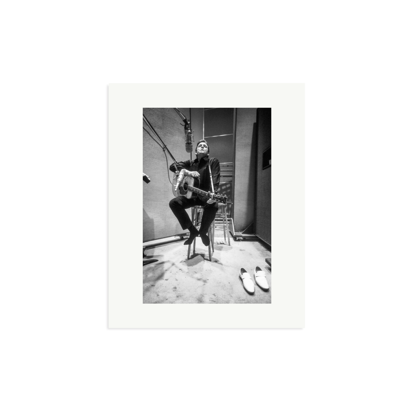 Johnny Cash in the Studio Framed Print