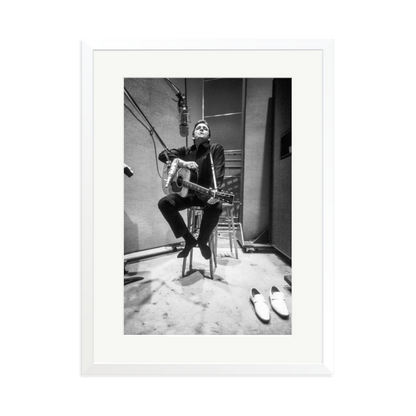 Johnny Cash in the Studio Framed Print