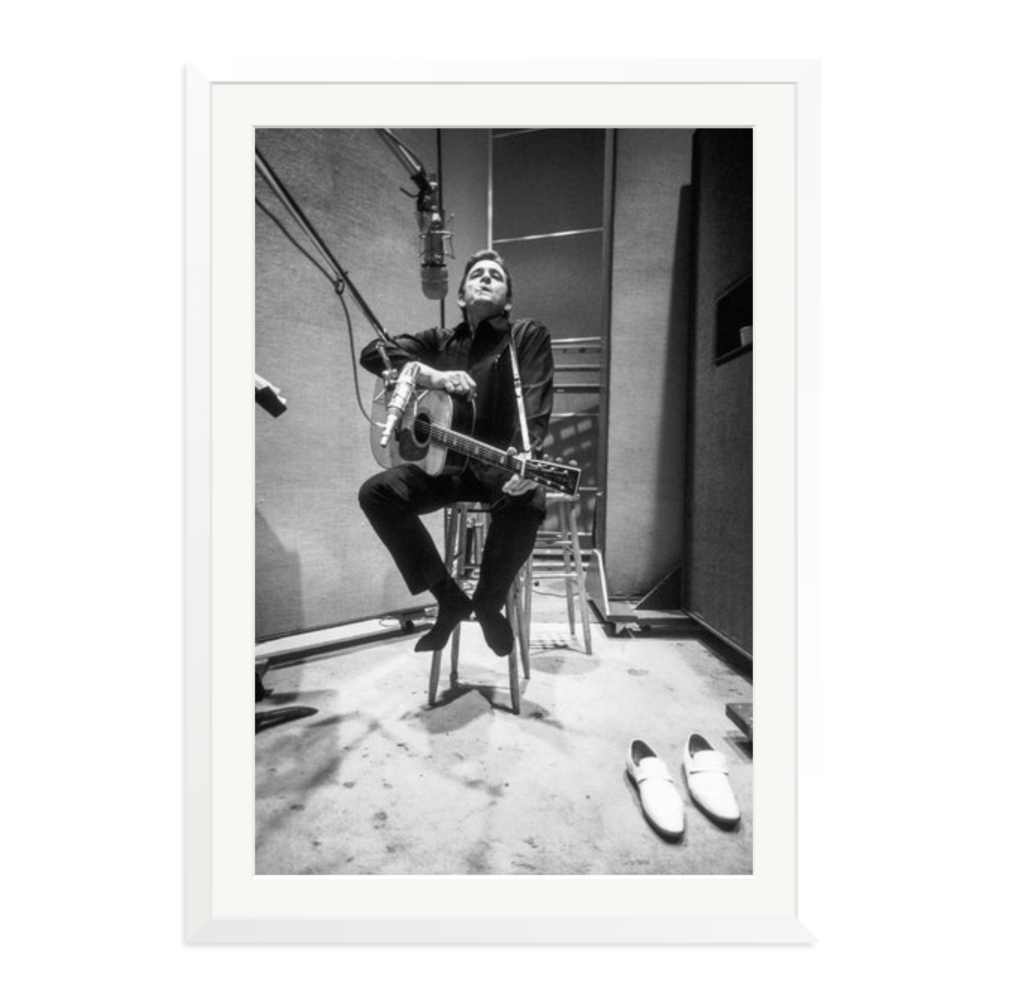 Johnny Cash in the Studio Framed Print