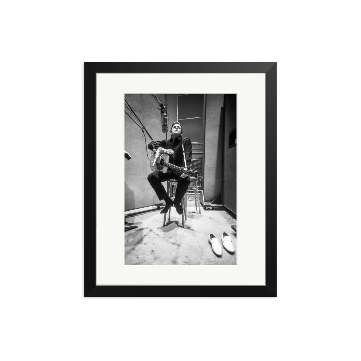 Johnny Cash in the Studio Framed Print Black Medium