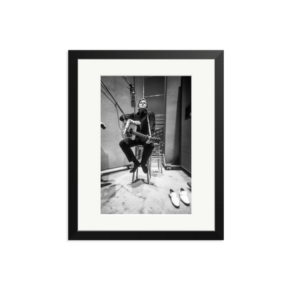 Johnny Cash in the Studio Framed Print Black Medium