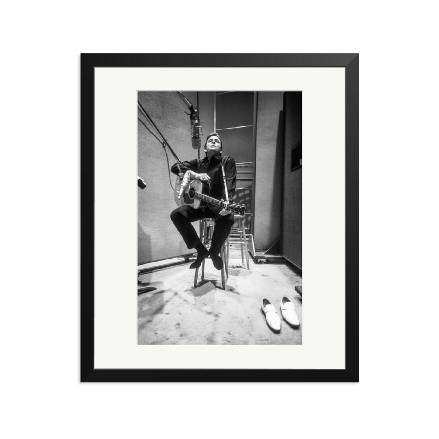 Johnny Cash in the Studio Framed Print