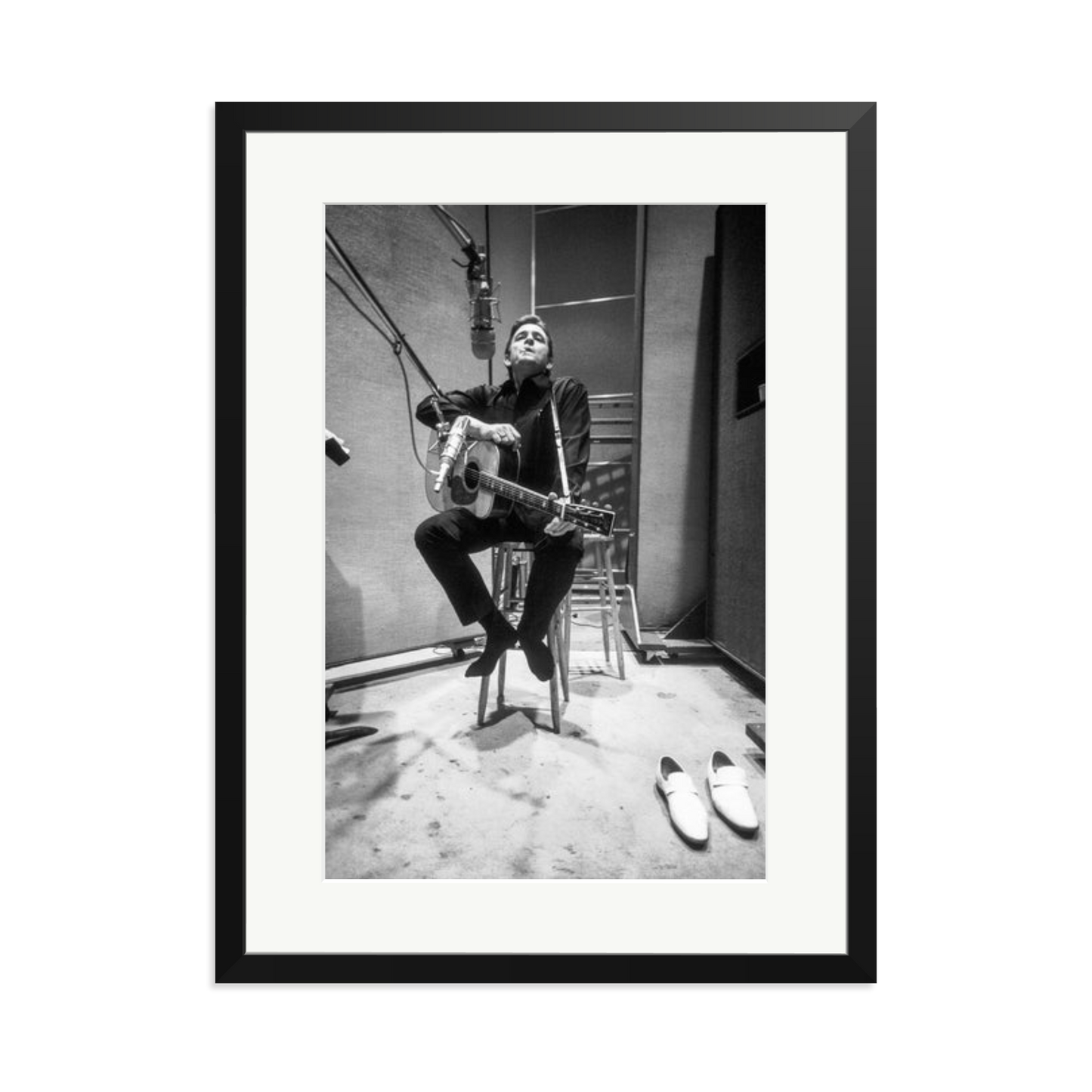 Johnny Cash in the Studio Framed Print