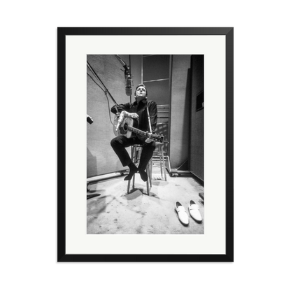 Johnny Cash in the Studio Framed Print