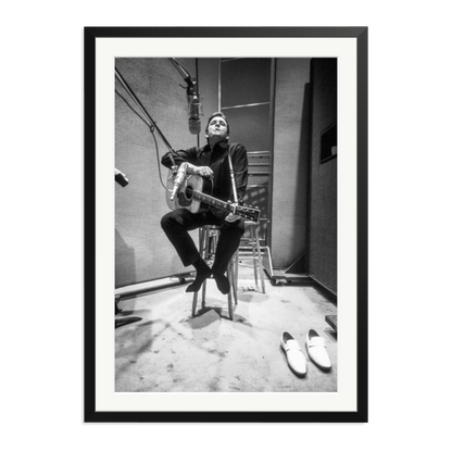 Johnny Cash in the Studio Framed Print