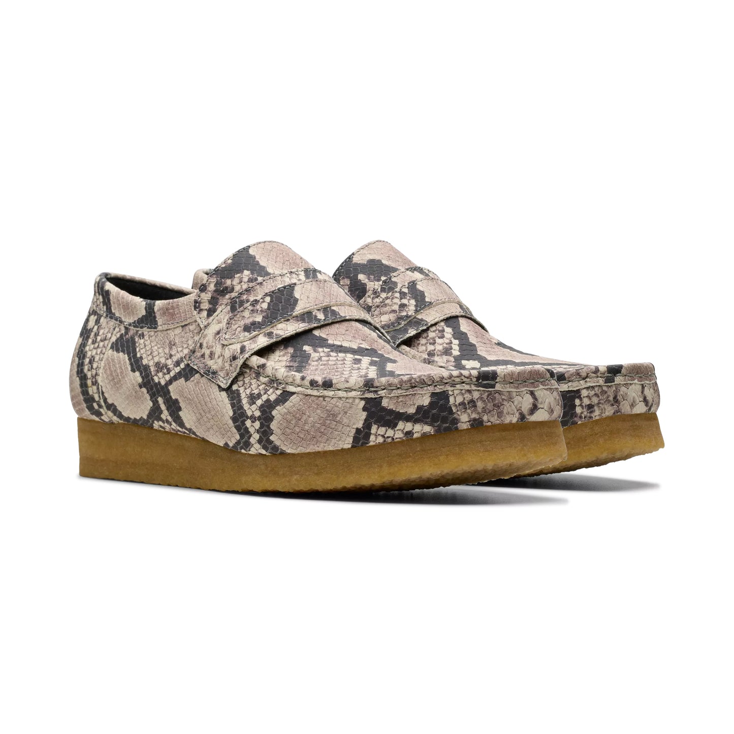 Clark's Wallabee Snake Print Loafers