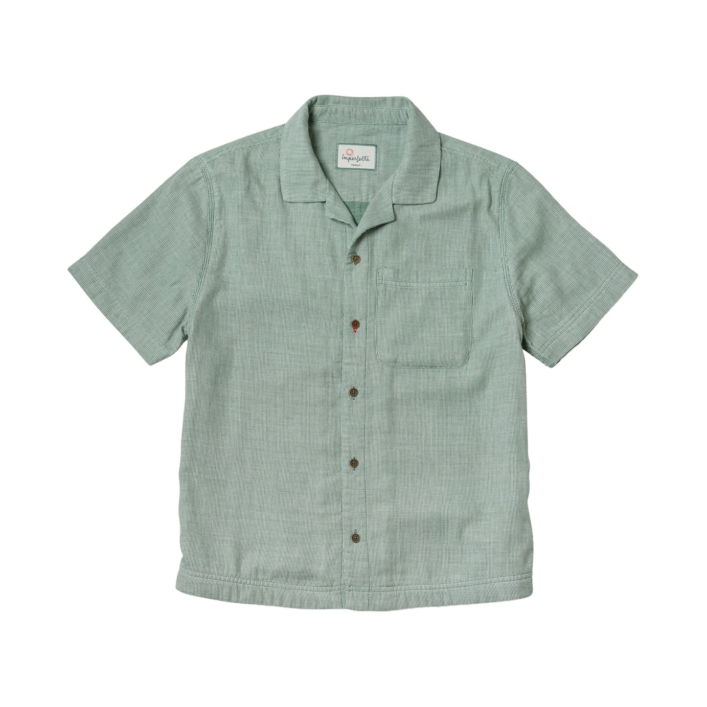 Imperfects Cliffs Camp Collar Shirt Irish Racing Green Stripe