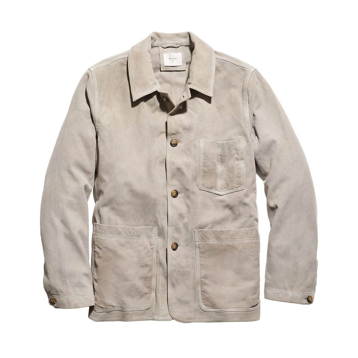 Billy Reid Colbert Waxed Suede Chore Coat In Grey