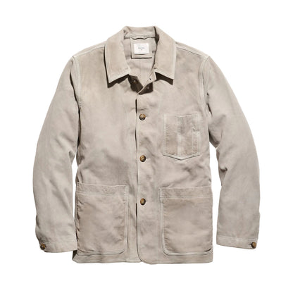 Billy Reid Colbert Waxed Suede Chore Coat In Grey