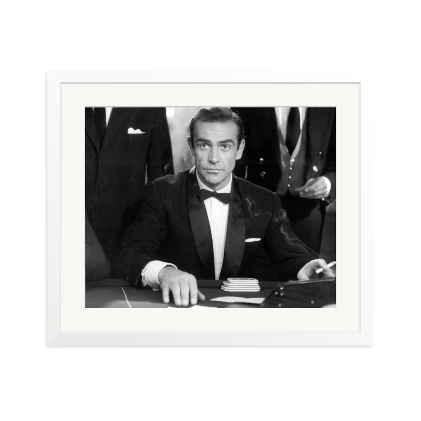 Sean Connery as Bond in Dr No Framed Print White Large