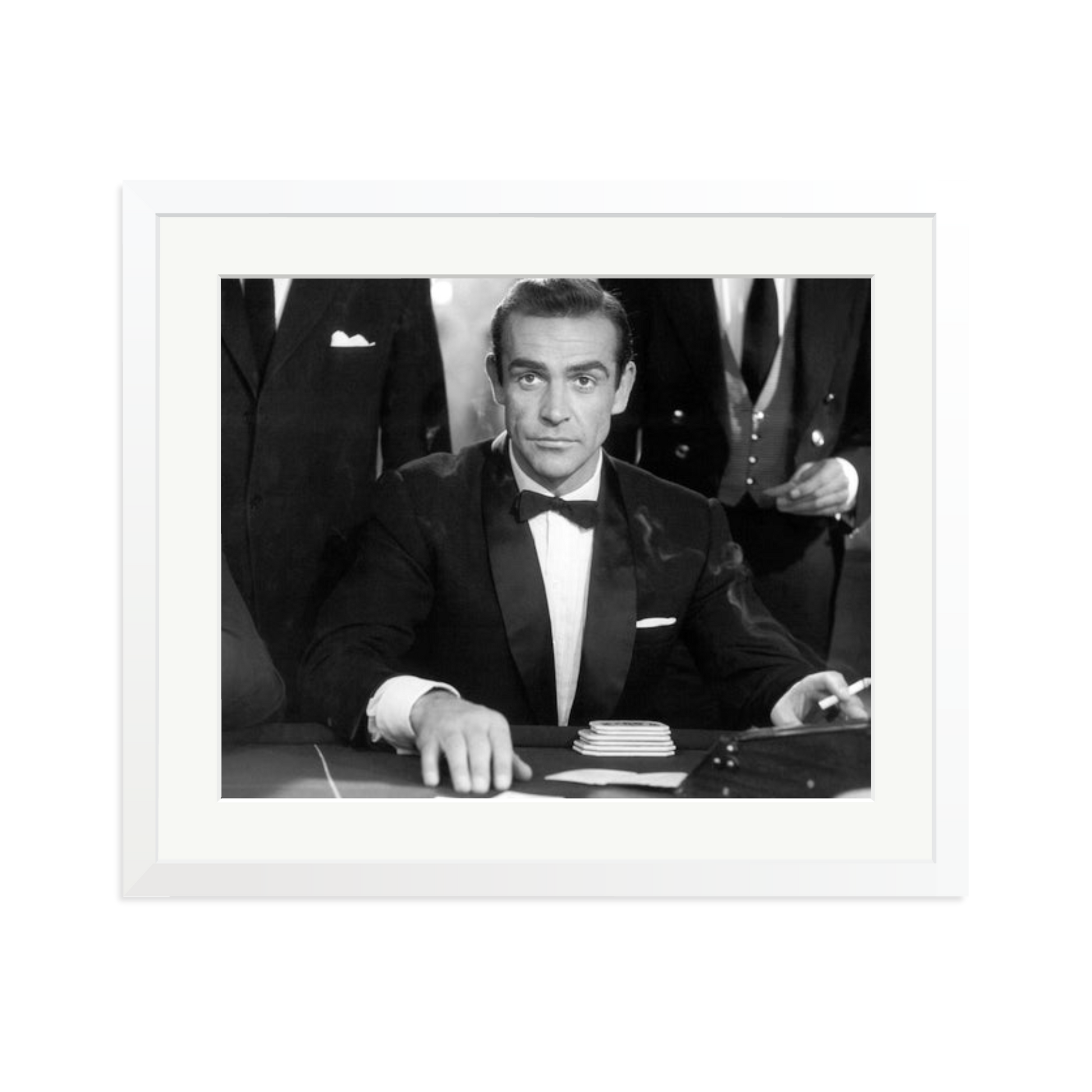 Sean Connery as Bond in Dr No Framed Print White Large