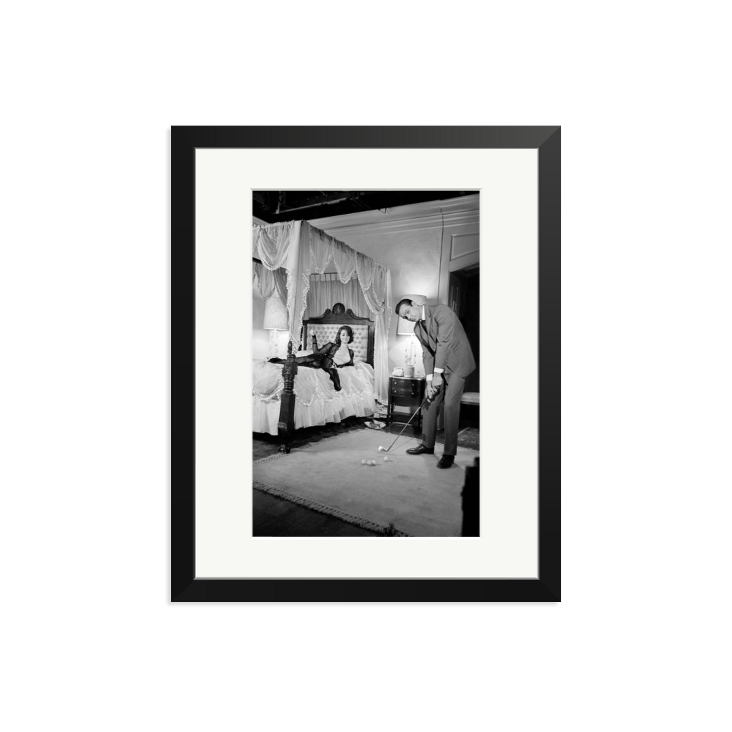 Connery, Golf on Set Framed Print Black Medium