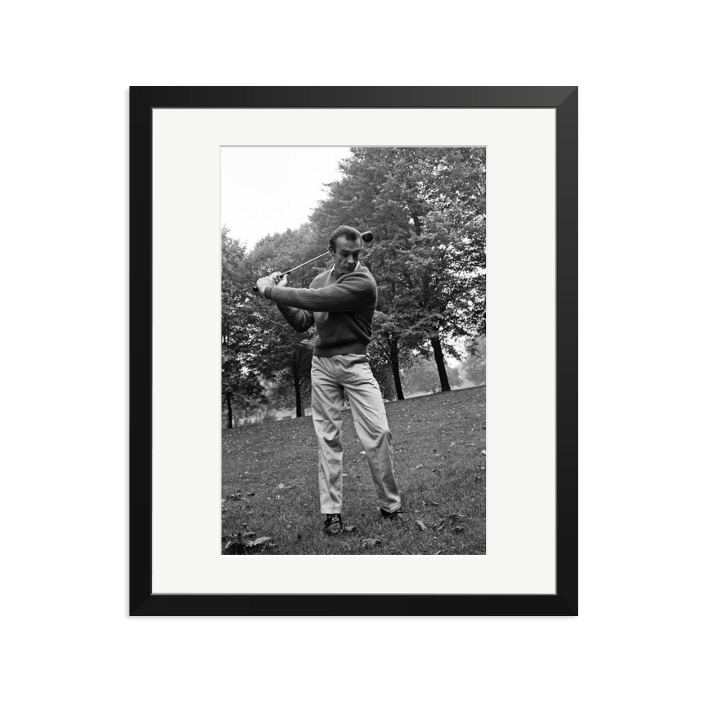 Sean Connery Plays Golf Framed Print Black Large