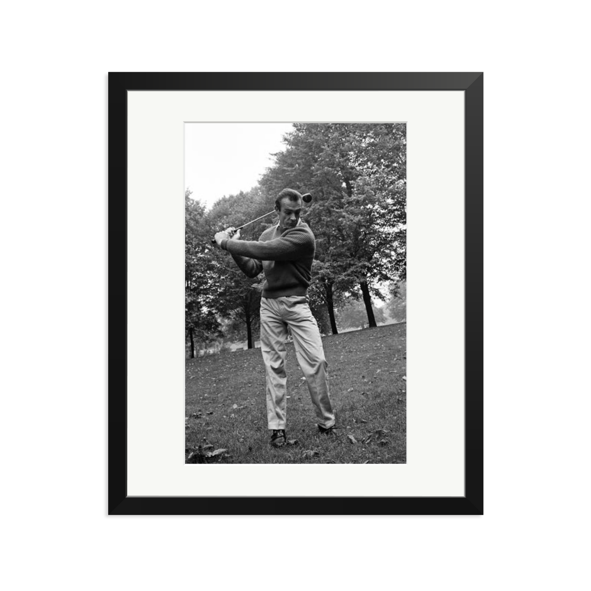 Sean Connery Plays Golf Framed Print Black Large