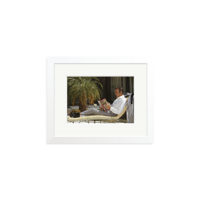 Sean Connery Lounging Framed Print White Small