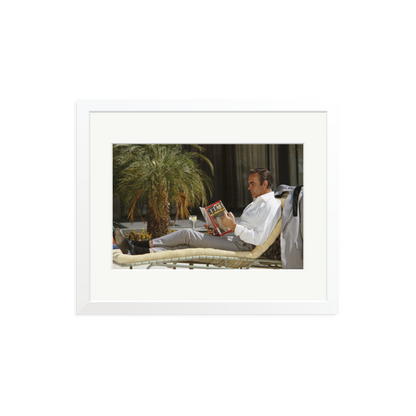 Sean Connery Lounging Framed Print White Medium