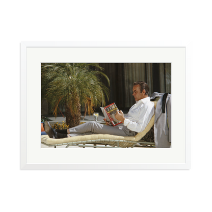 Sean Connery Lounging Framed Print White XL