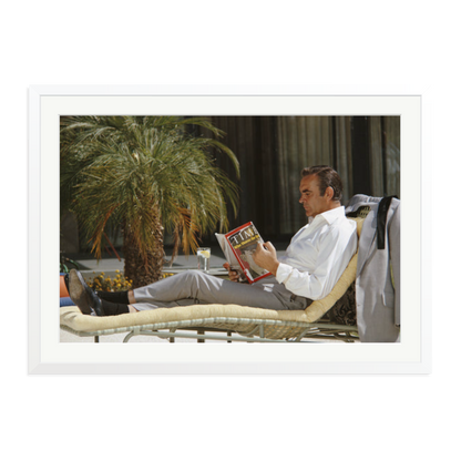 Sean Connery Lounging Framed Print White XXL