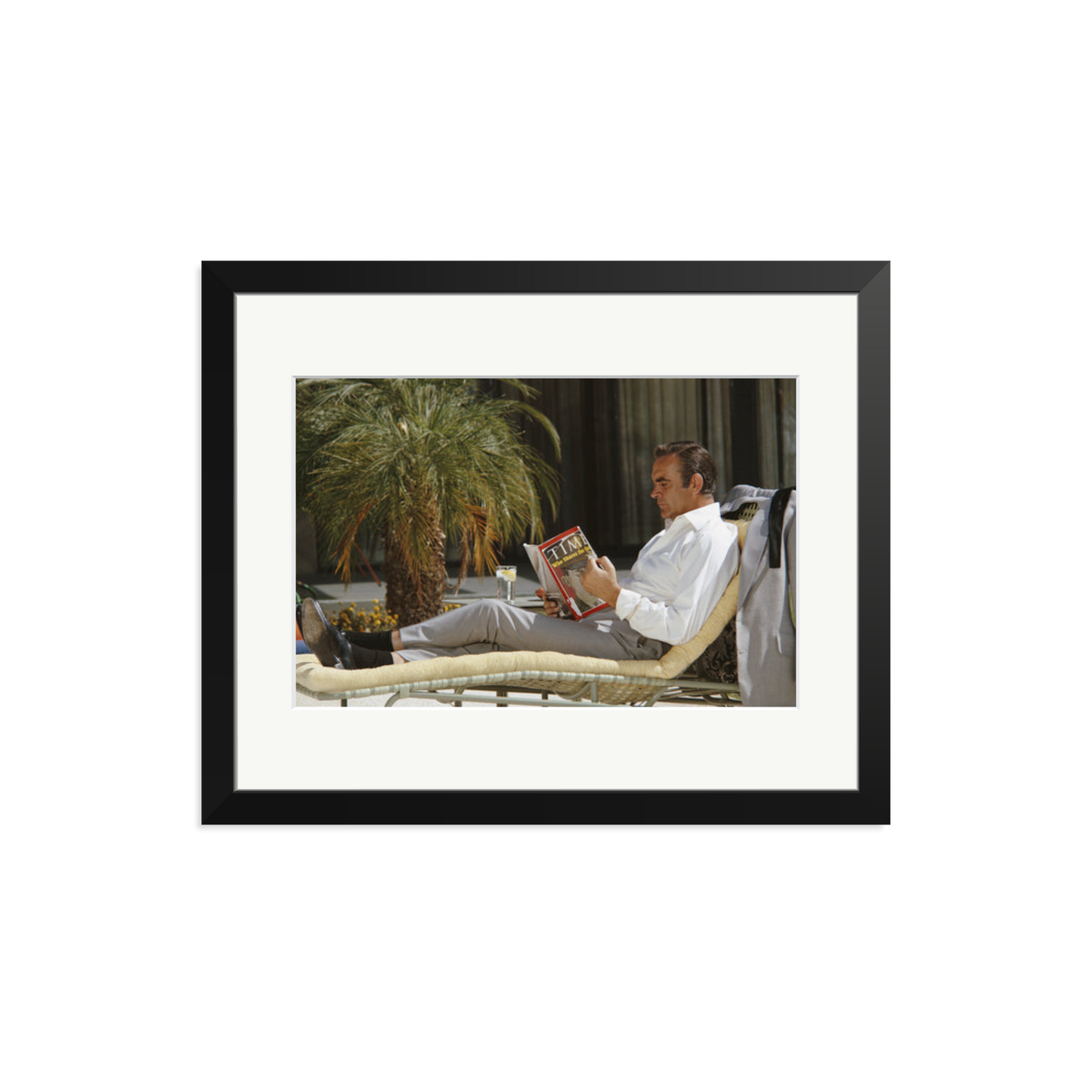 Sean Connery Lounging Framed Print Black Medium
