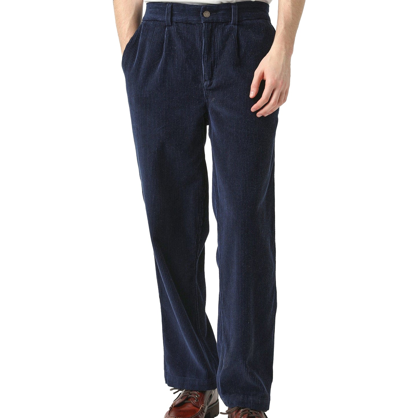 Corridor Navy Cord Pleated Trouser