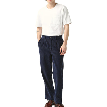 Corridor Navy Cord Pleated Trouser