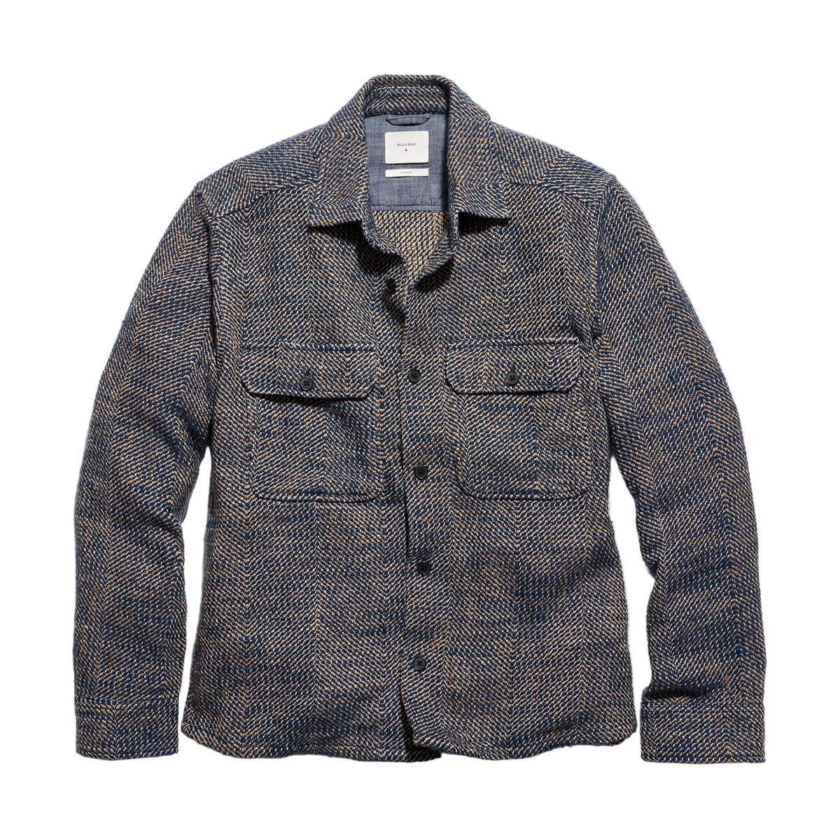 Billy Reid Herringbone CPO Overshirt Carbon Blue Multi