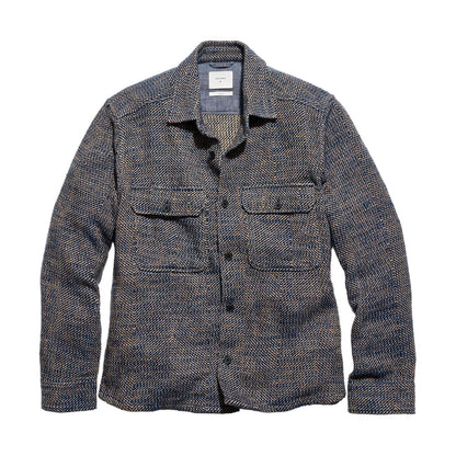 Billy Reid Herringbone CPO Overshirt Carbon Blue Multi