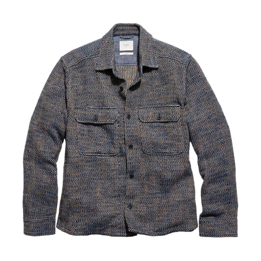 Billy Reid Herringbone CPO Overshirt Carbon Blue Multi