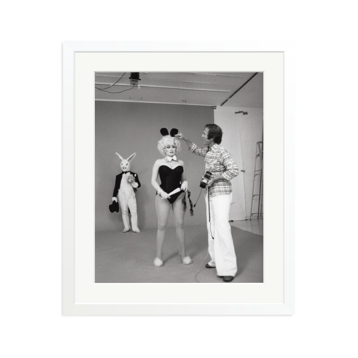 Dolly Parton, Playboy Photoshoot Framed Print White Large